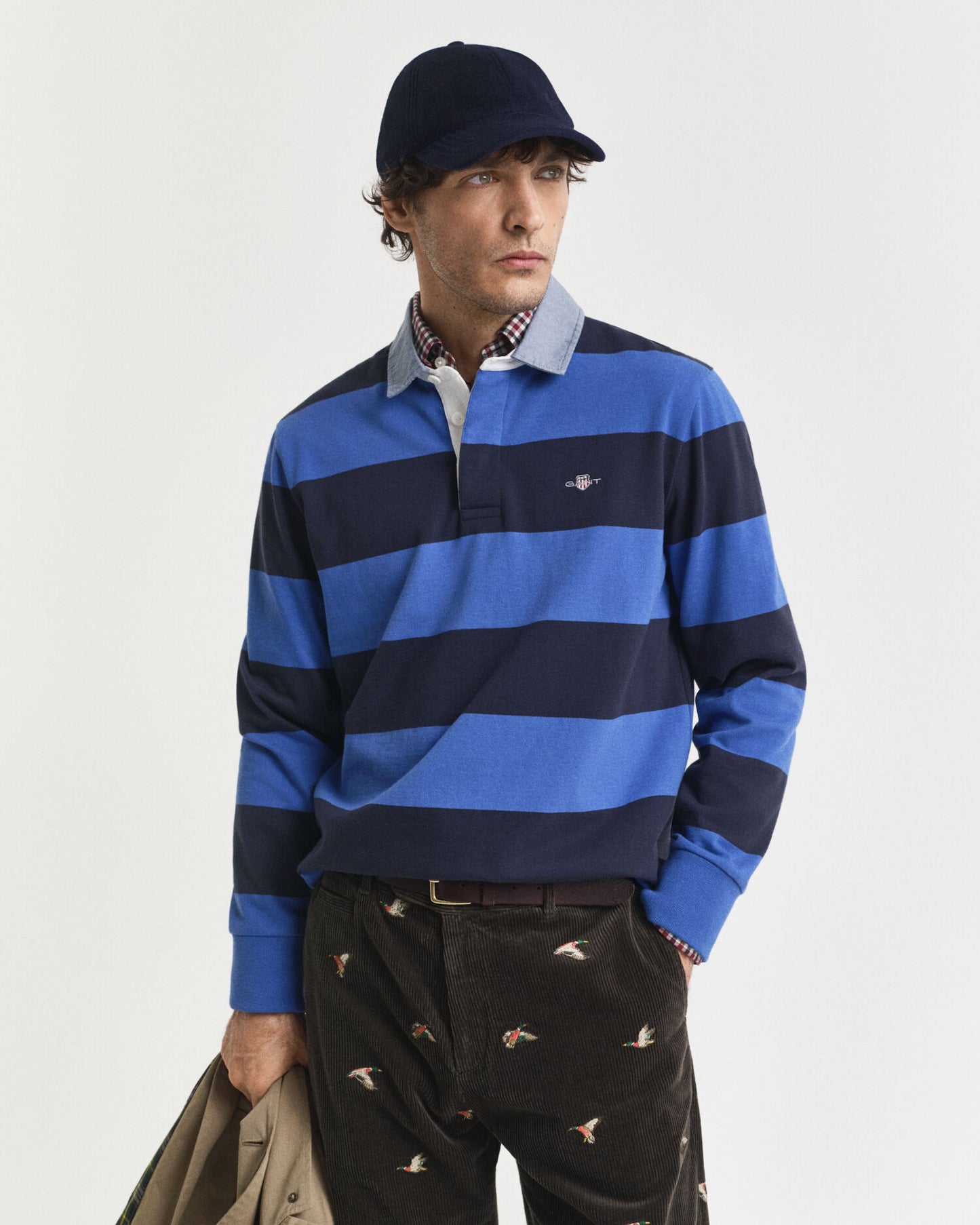 Gestreiftes Heavy Rugger mit Chambray-Kragen