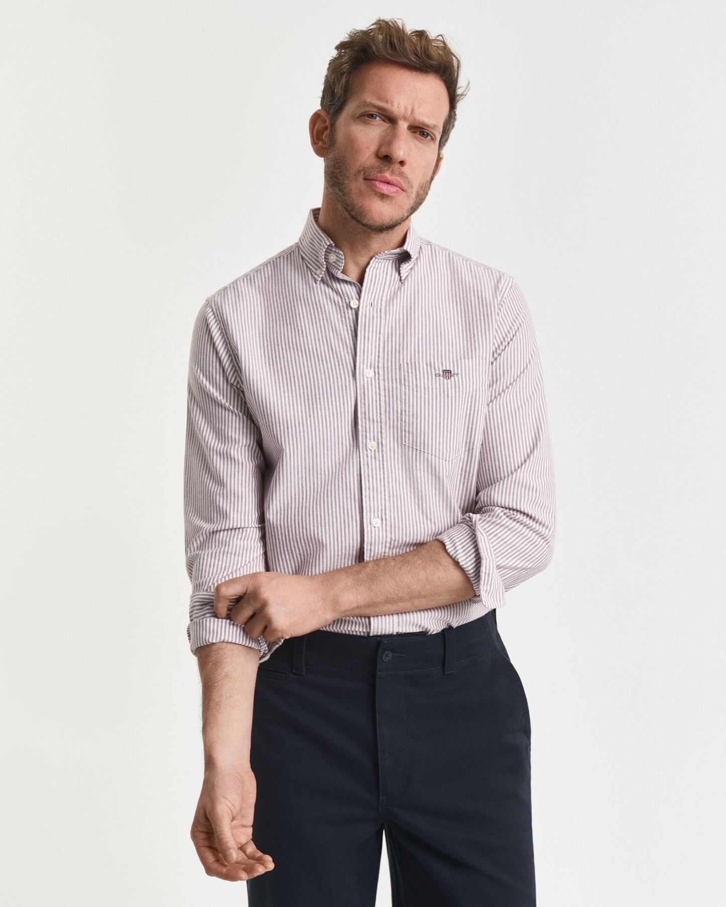 Regular Fit Banker-Streifen Oxfordhemd