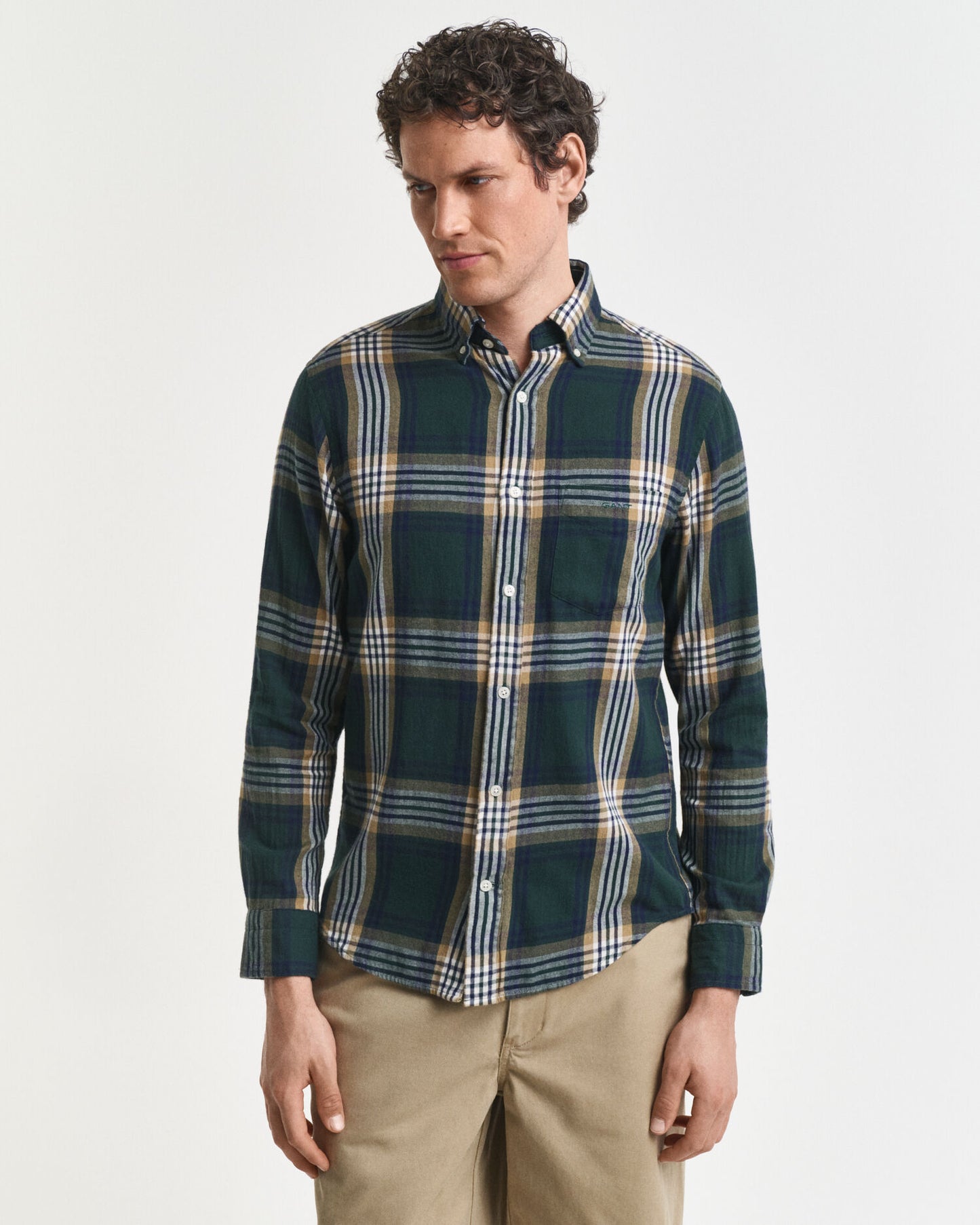 Chemise en flanelle à carreaux coupe droite