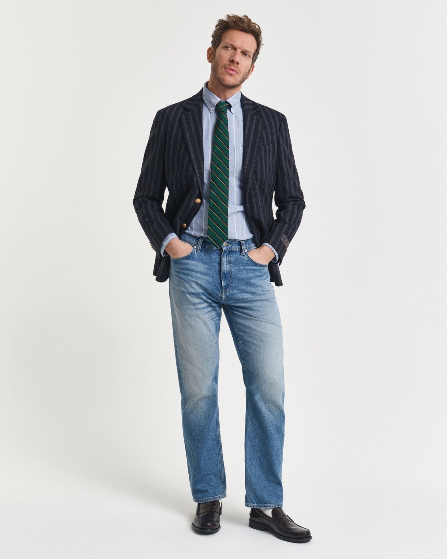 Chemise Oxford classique rayée coupe droite