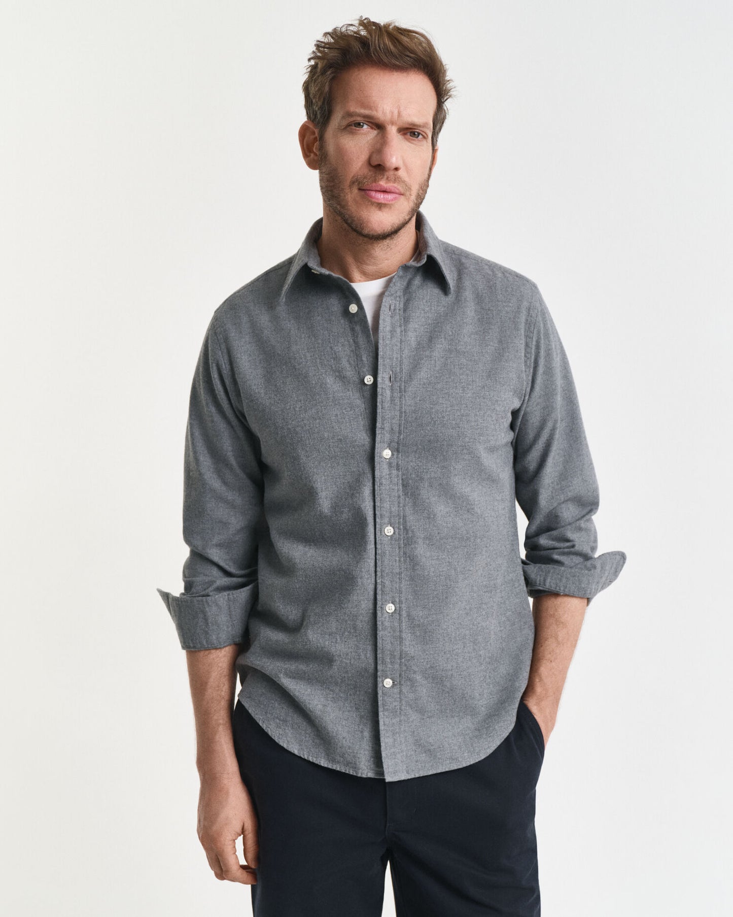 Regular Fit Melange-Flanellhemd