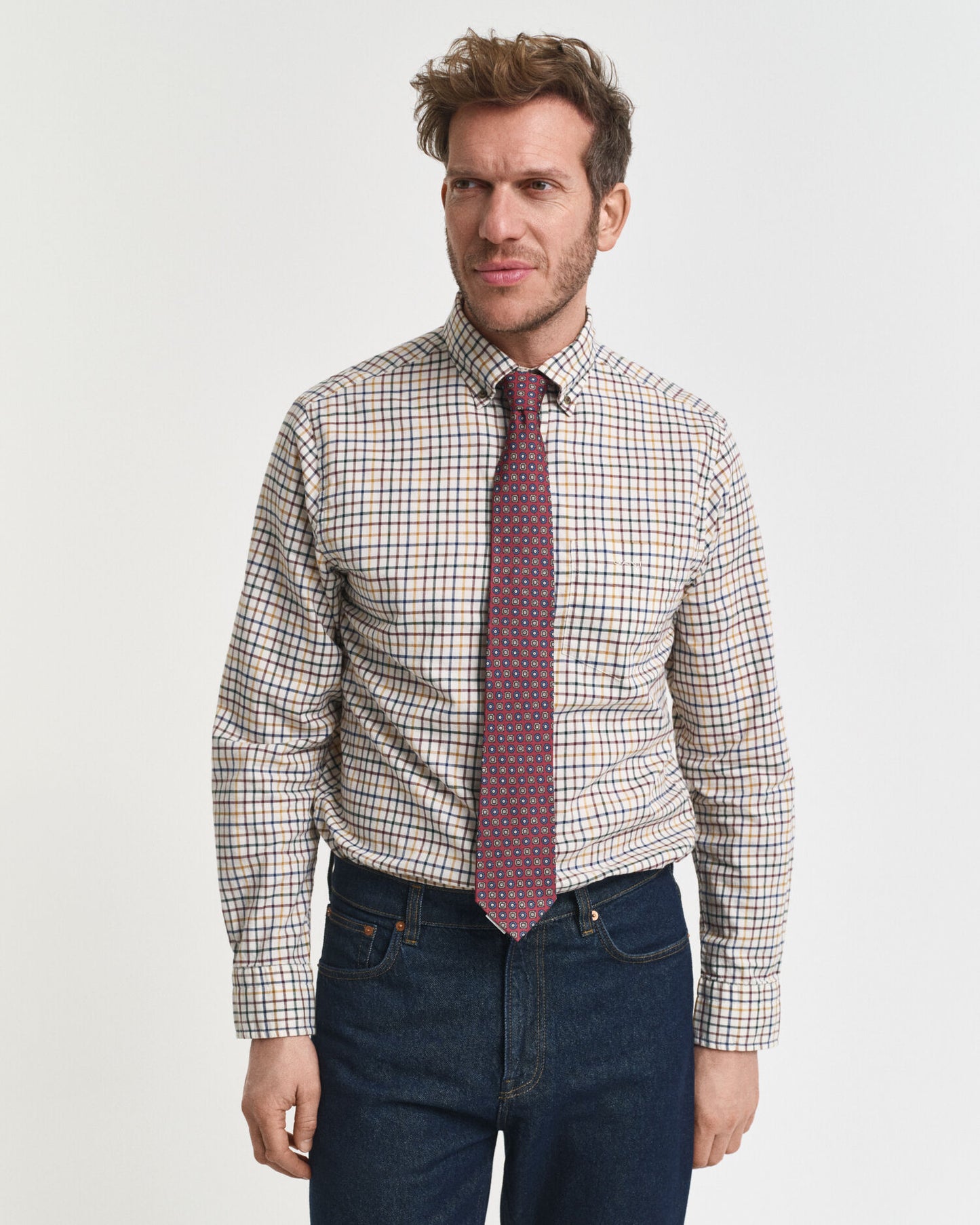 Regular Fit Hemd aus Tattersall-Twill