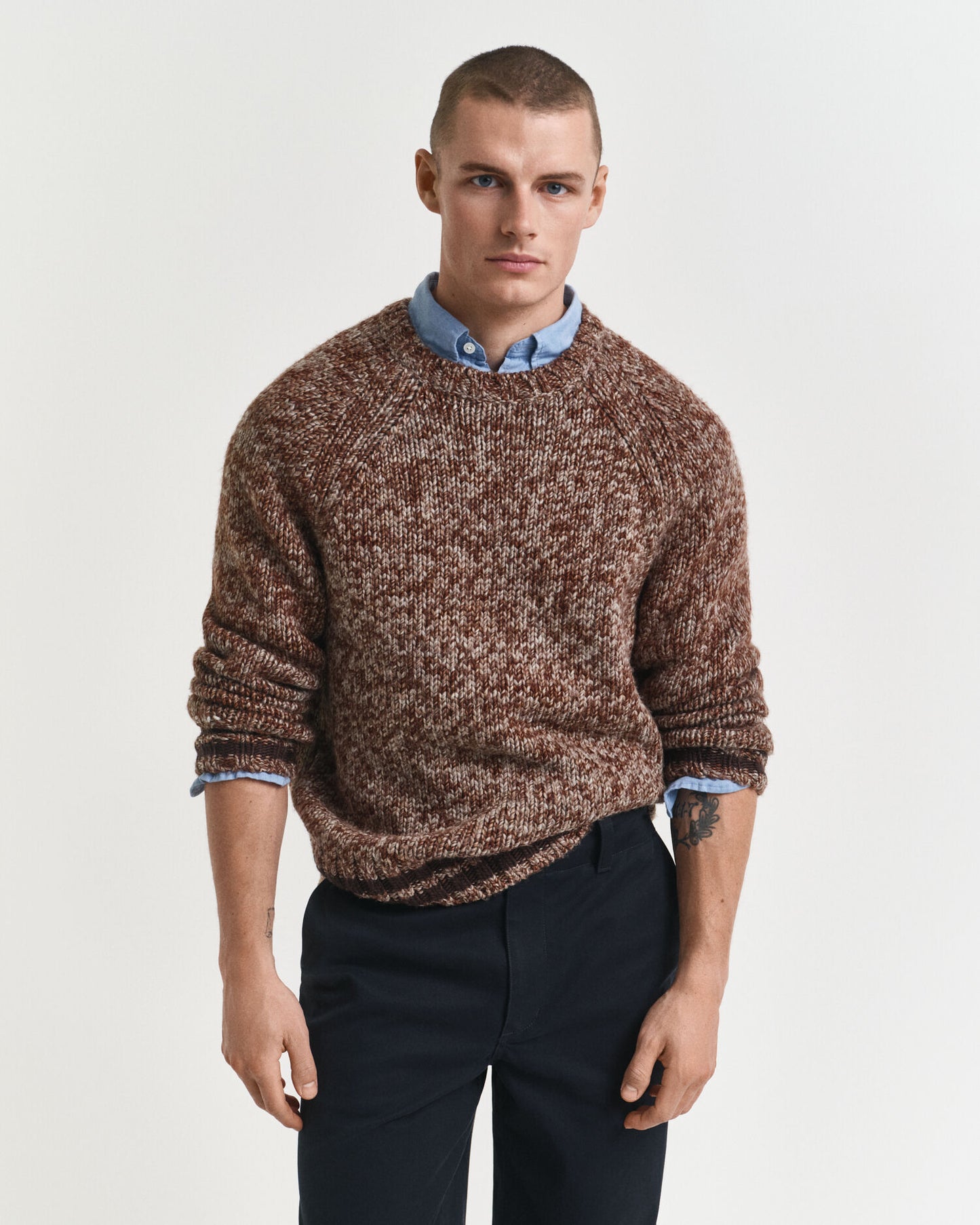 Meliertes Crewneck-Sweatshirt aus Wolle