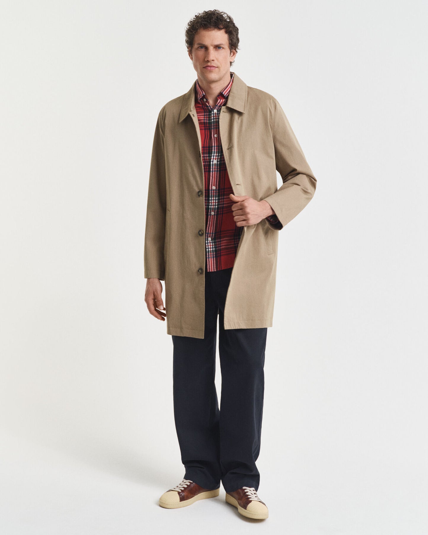 Chemise à carreaux en flanelle effet soufflé coupe droite