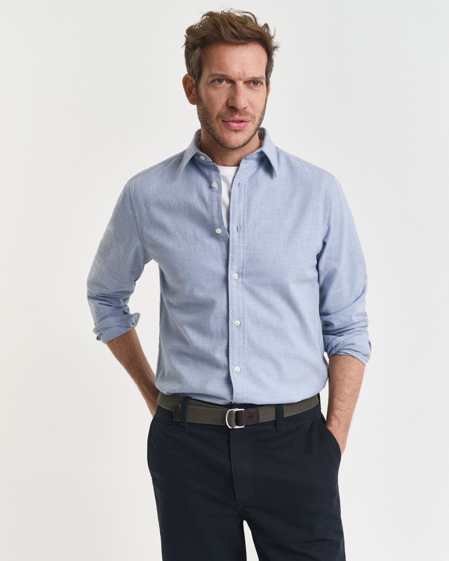 Regular Fit Melange-Flanellhemd