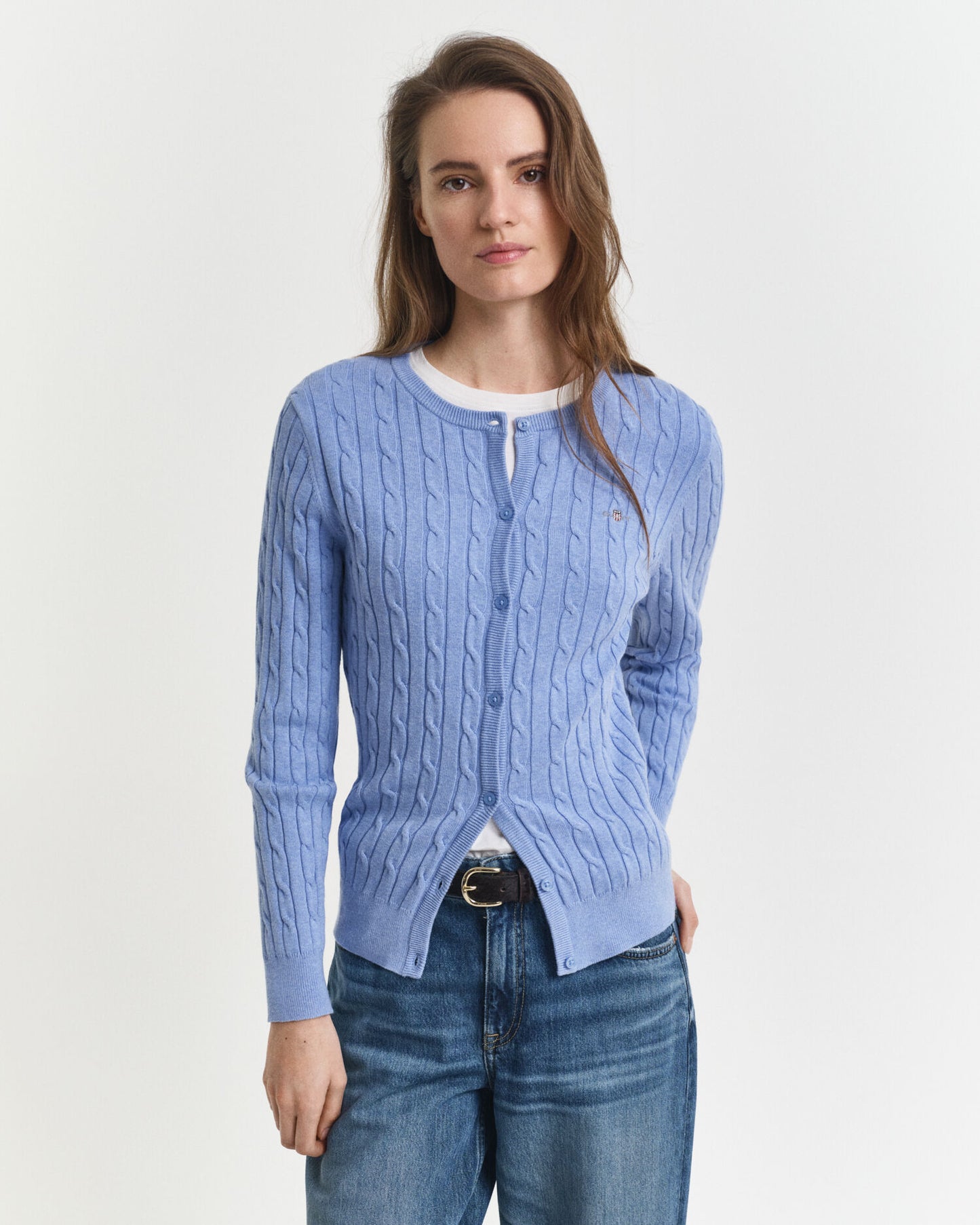 Cardigan en maille torsadée de coton stretch