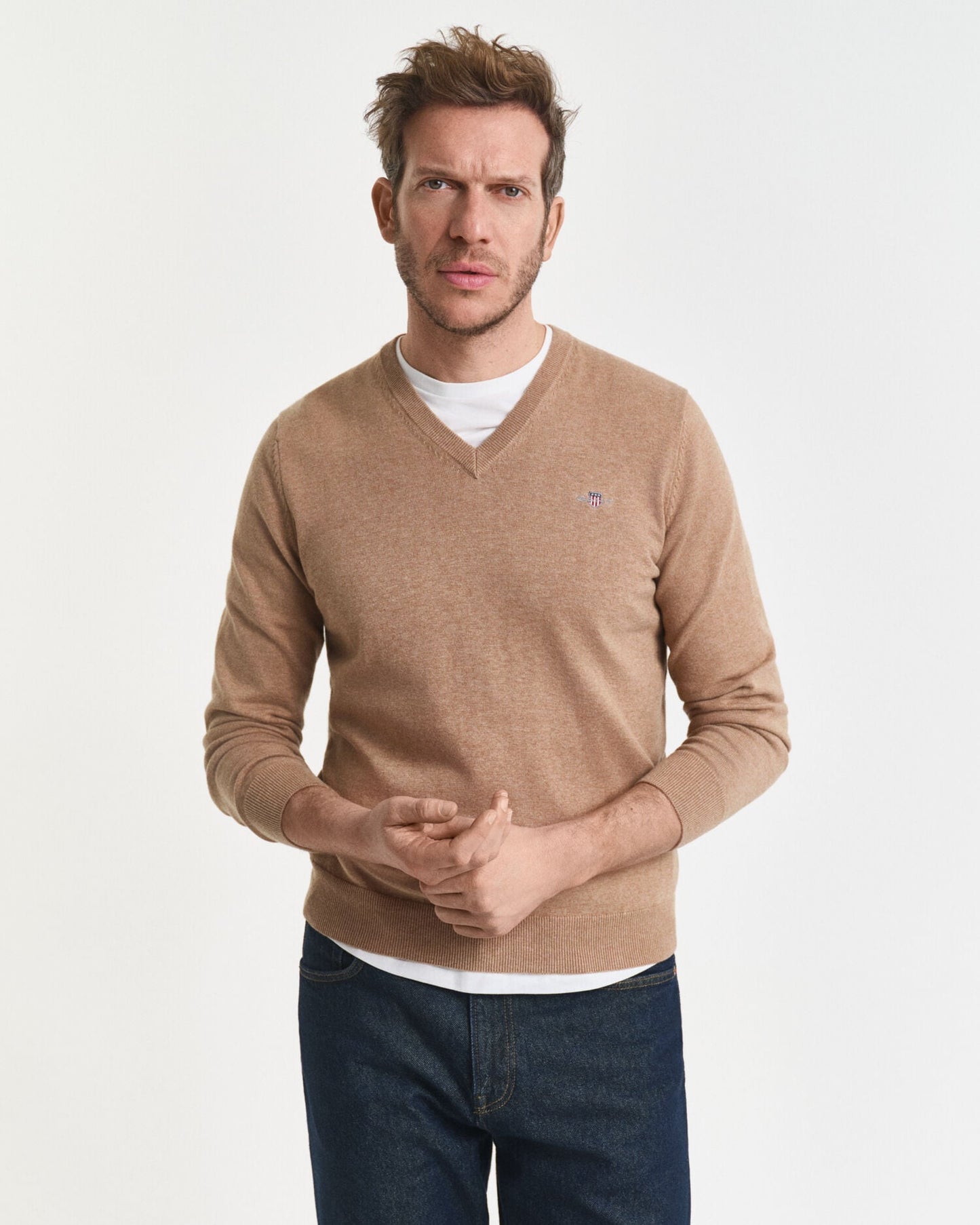 Klassischer Baumwoll-V-Pullover
