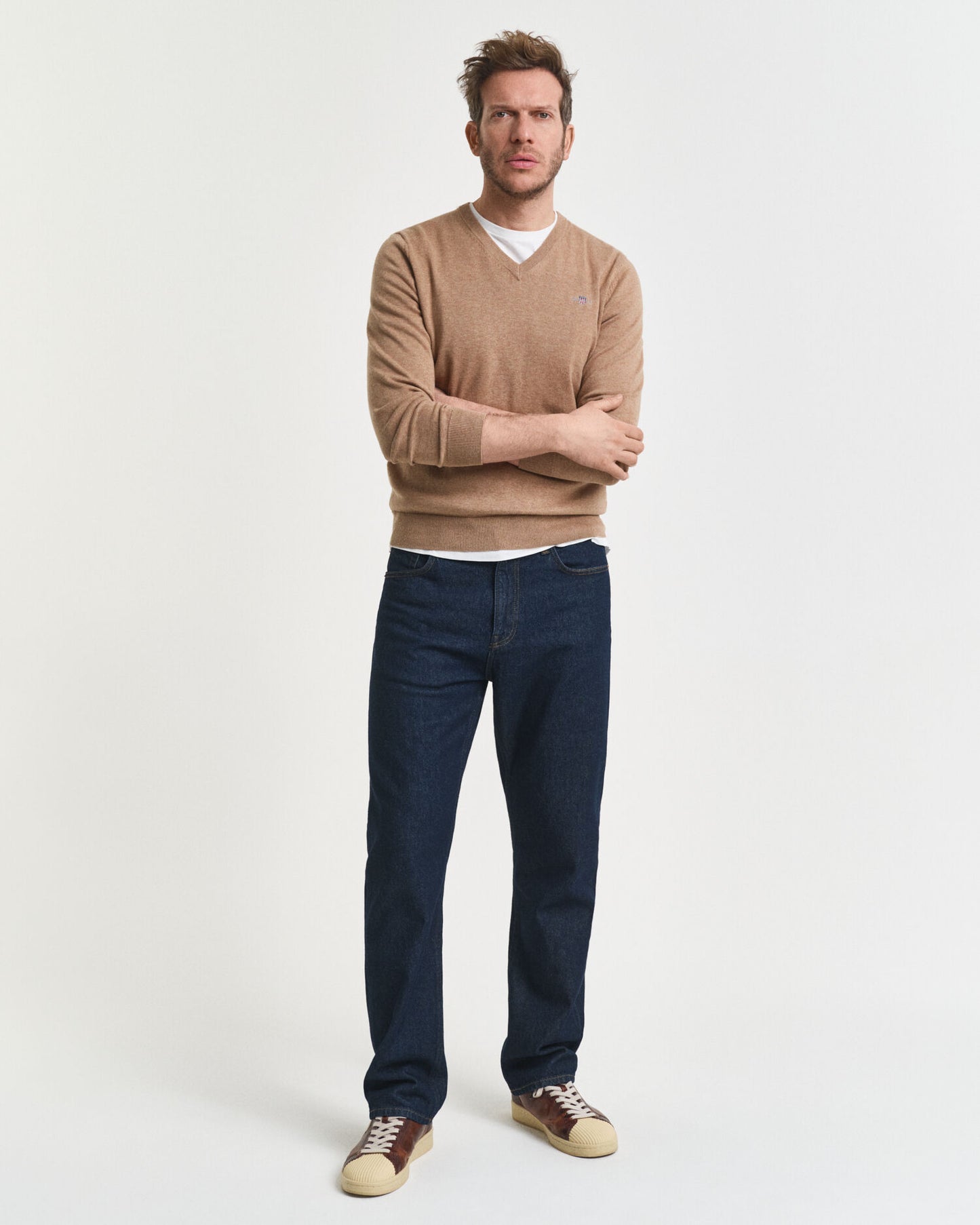 Klassischer Baumwoll-V-Pullover