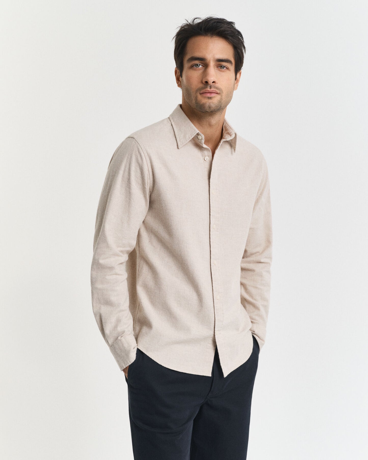 Regular Fit Melange-Flanellhemd
