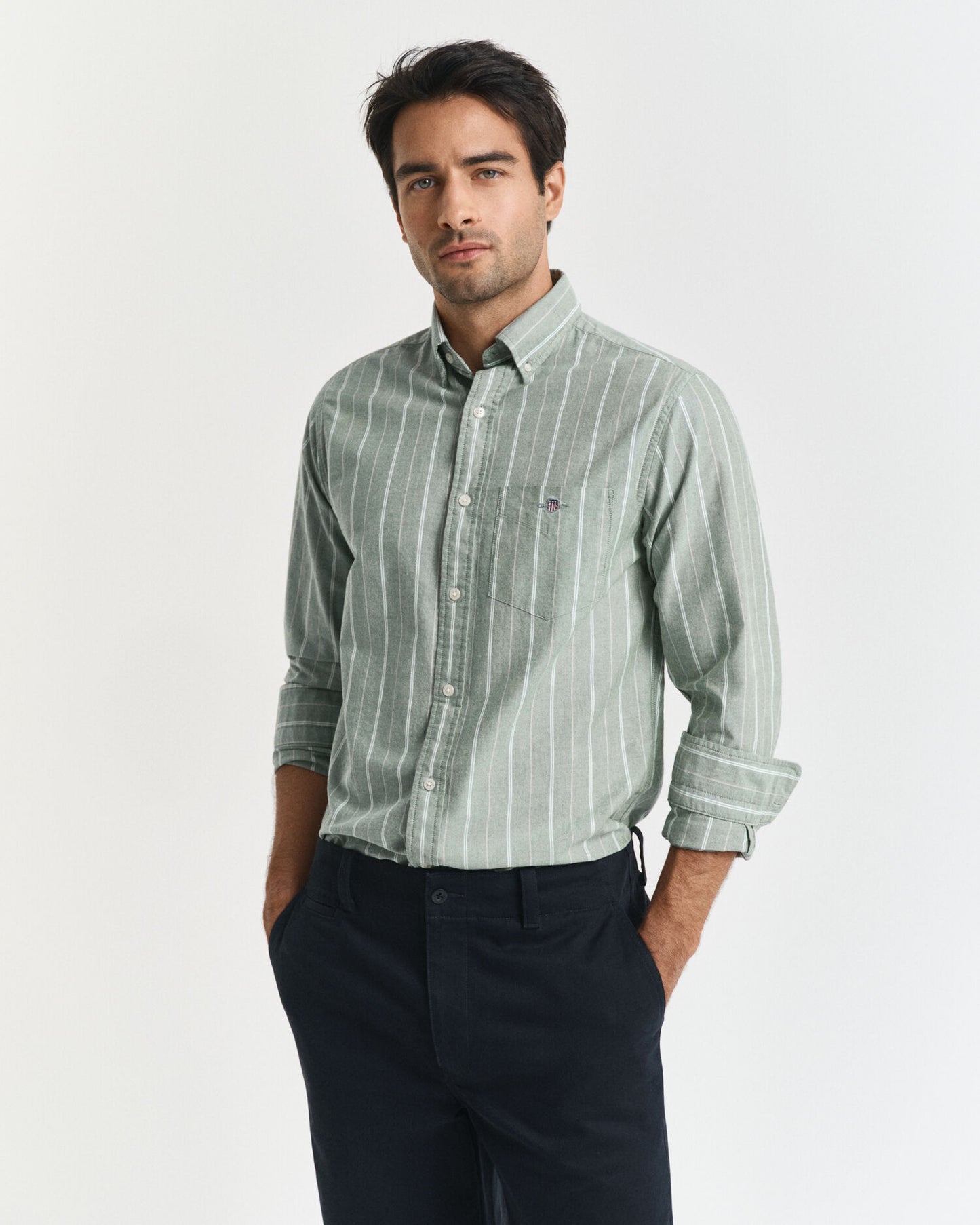 Chemise Oxford classique rayée coupe droite
