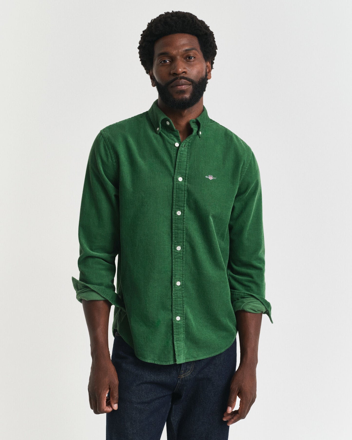 Chemise en velours côtelé de coton coupe droite