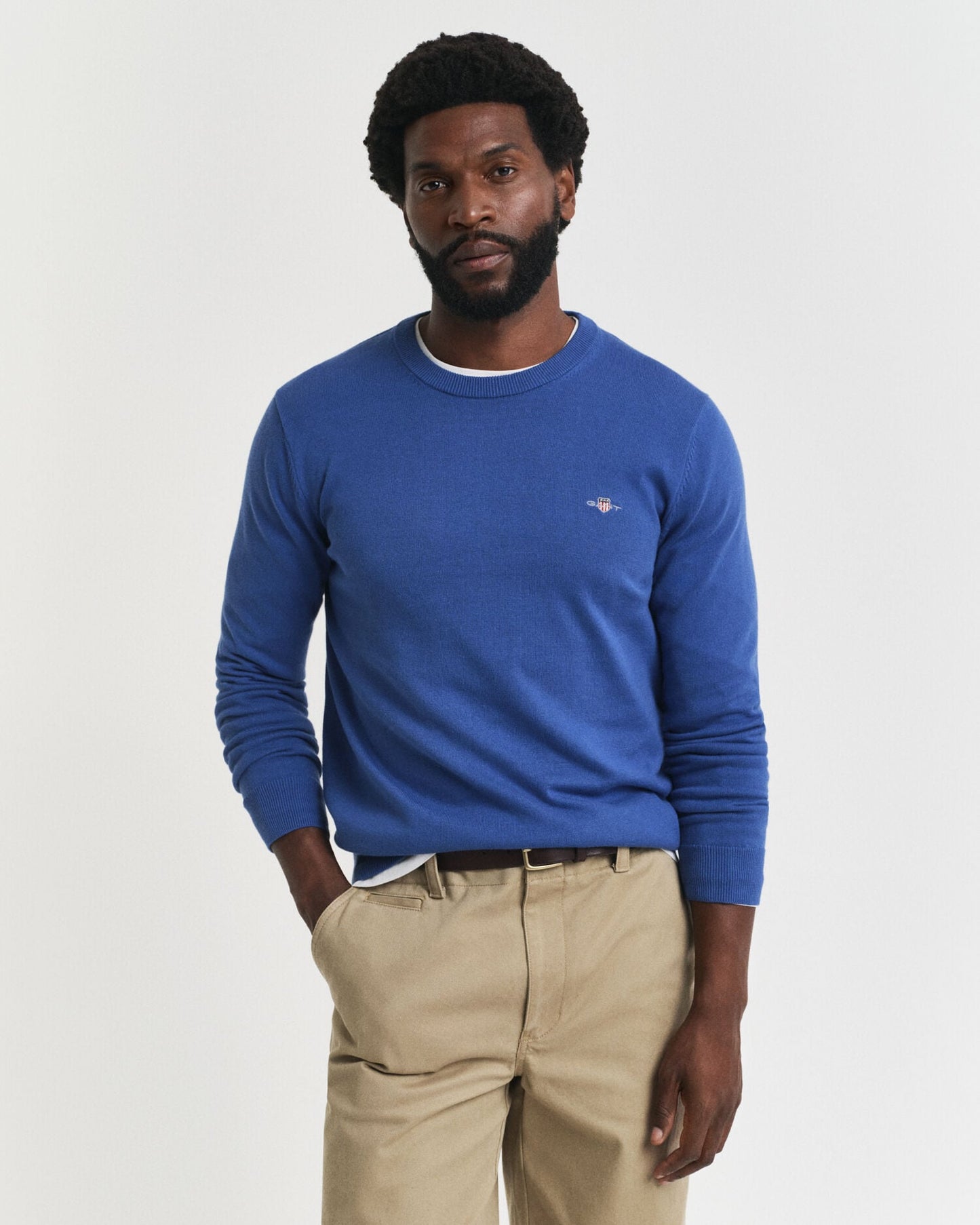 Klassischer Baumwollpullover mit Rundhalsausschnitt