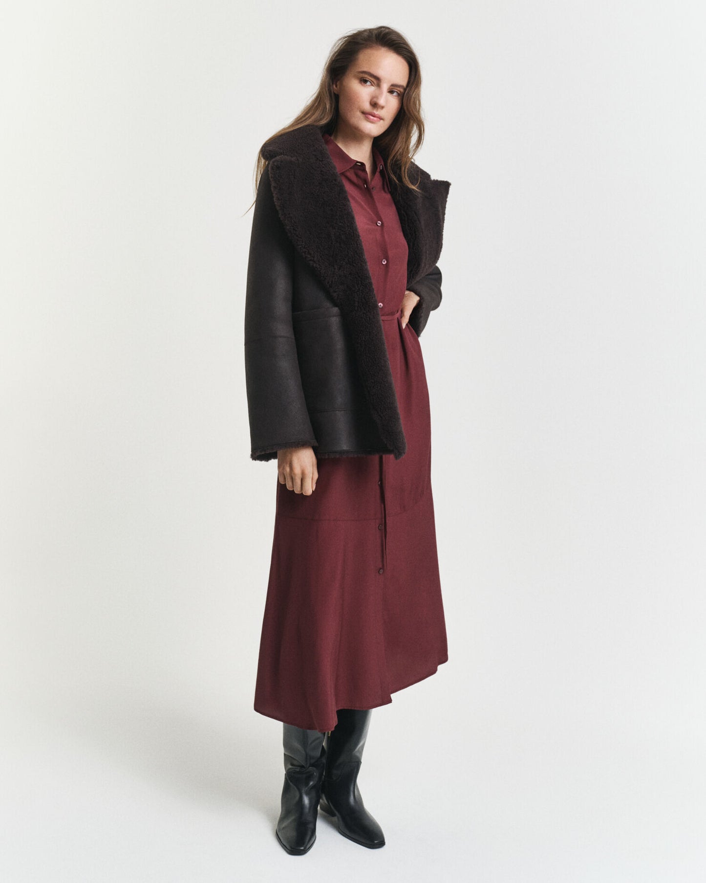 Robe-chemise midi en viscose