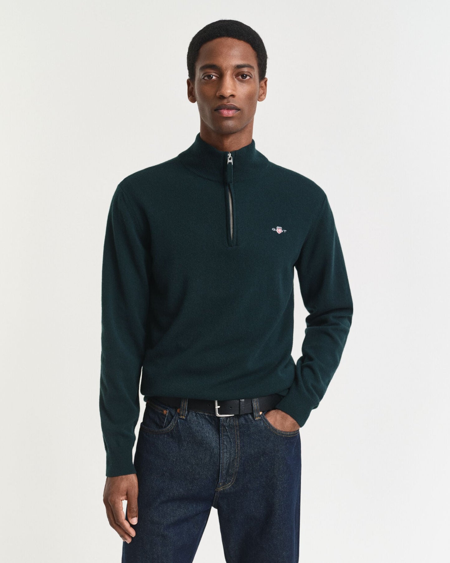 Pull demi-zippé en agneau super fin