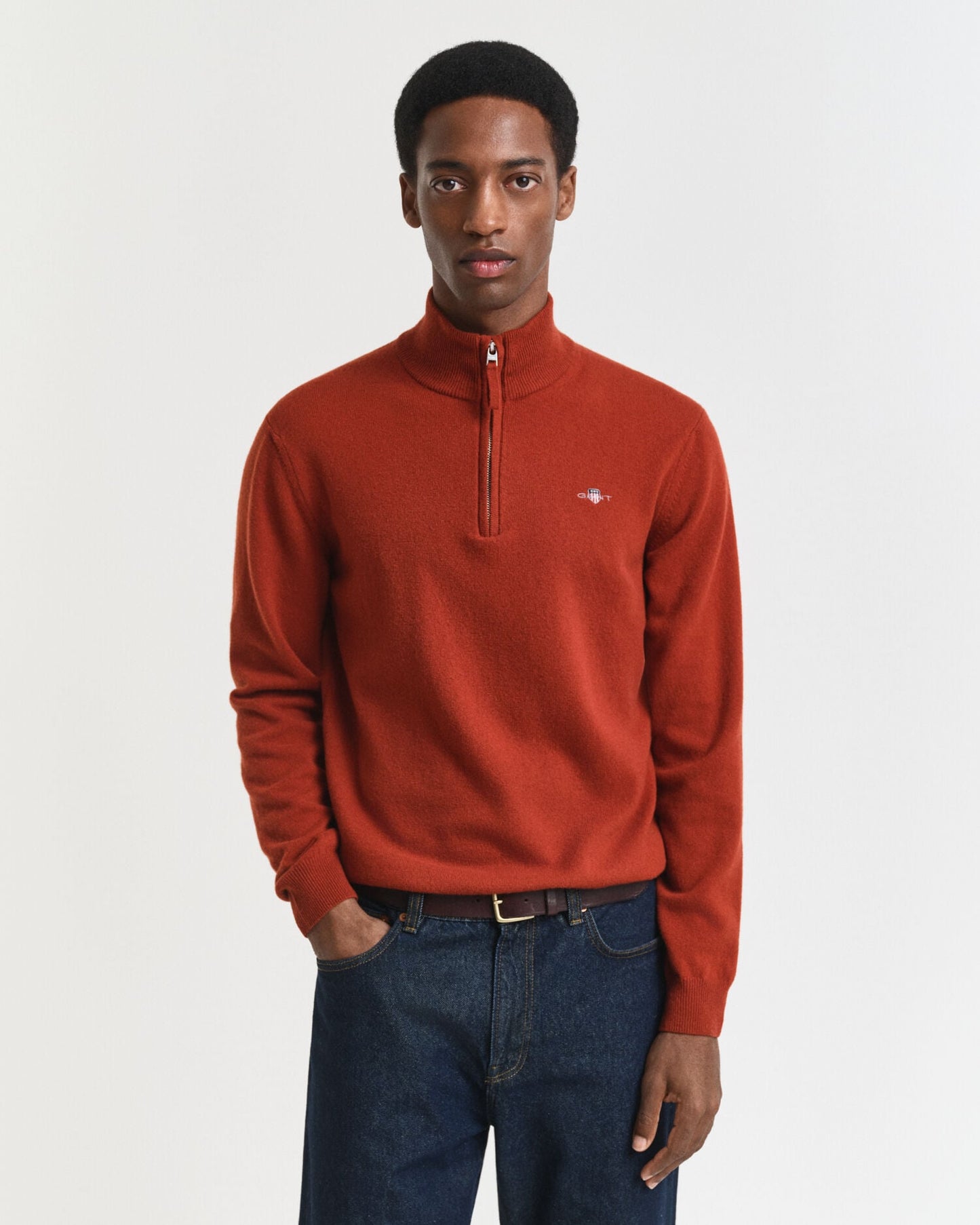 Pull demi-zippé en agneau super fin