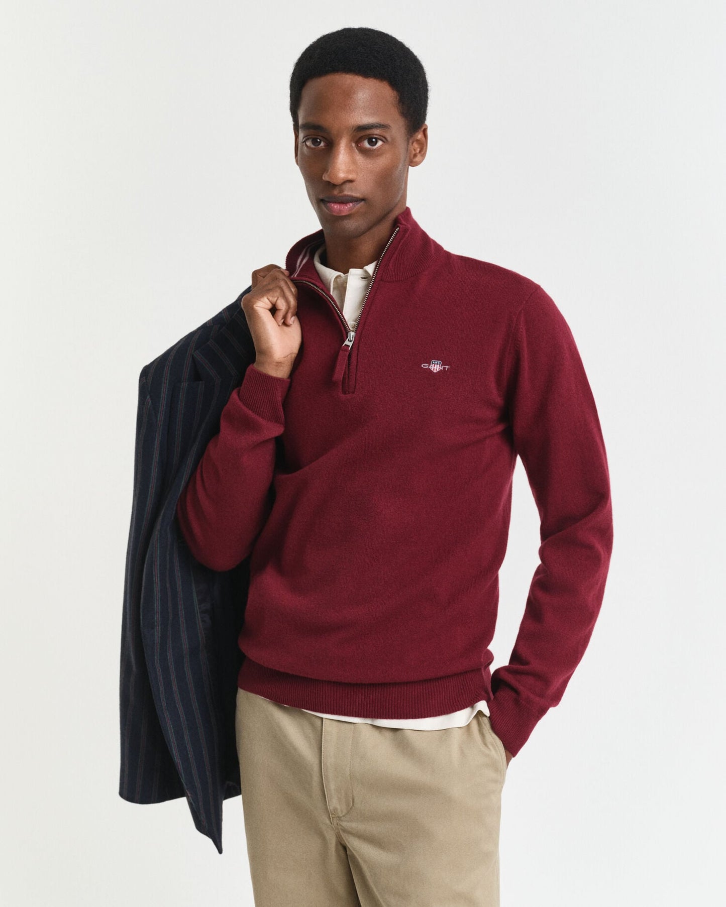 Pull demi-zippé en agneau super fin