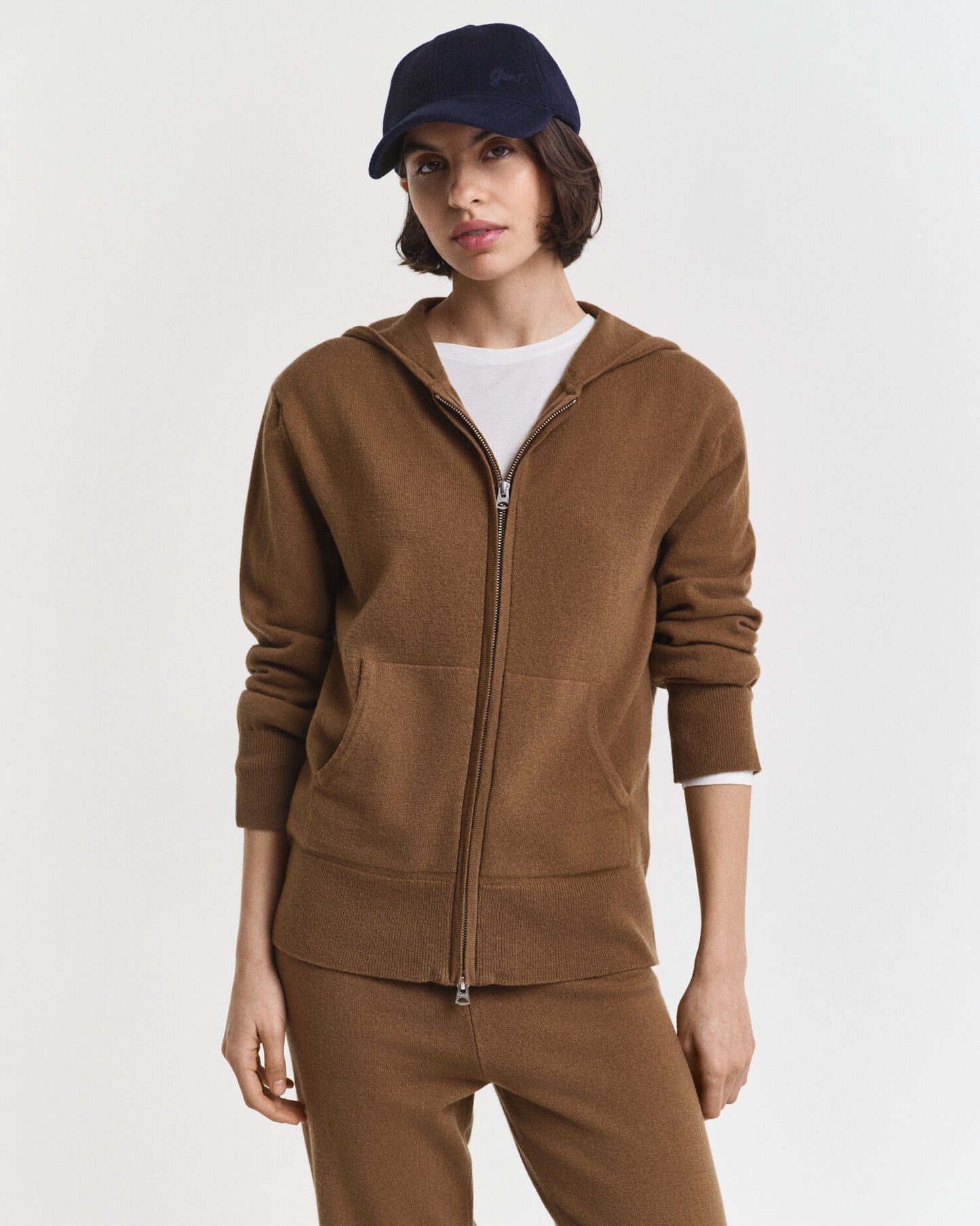 Sweat à capuche zippé en agneau superfin