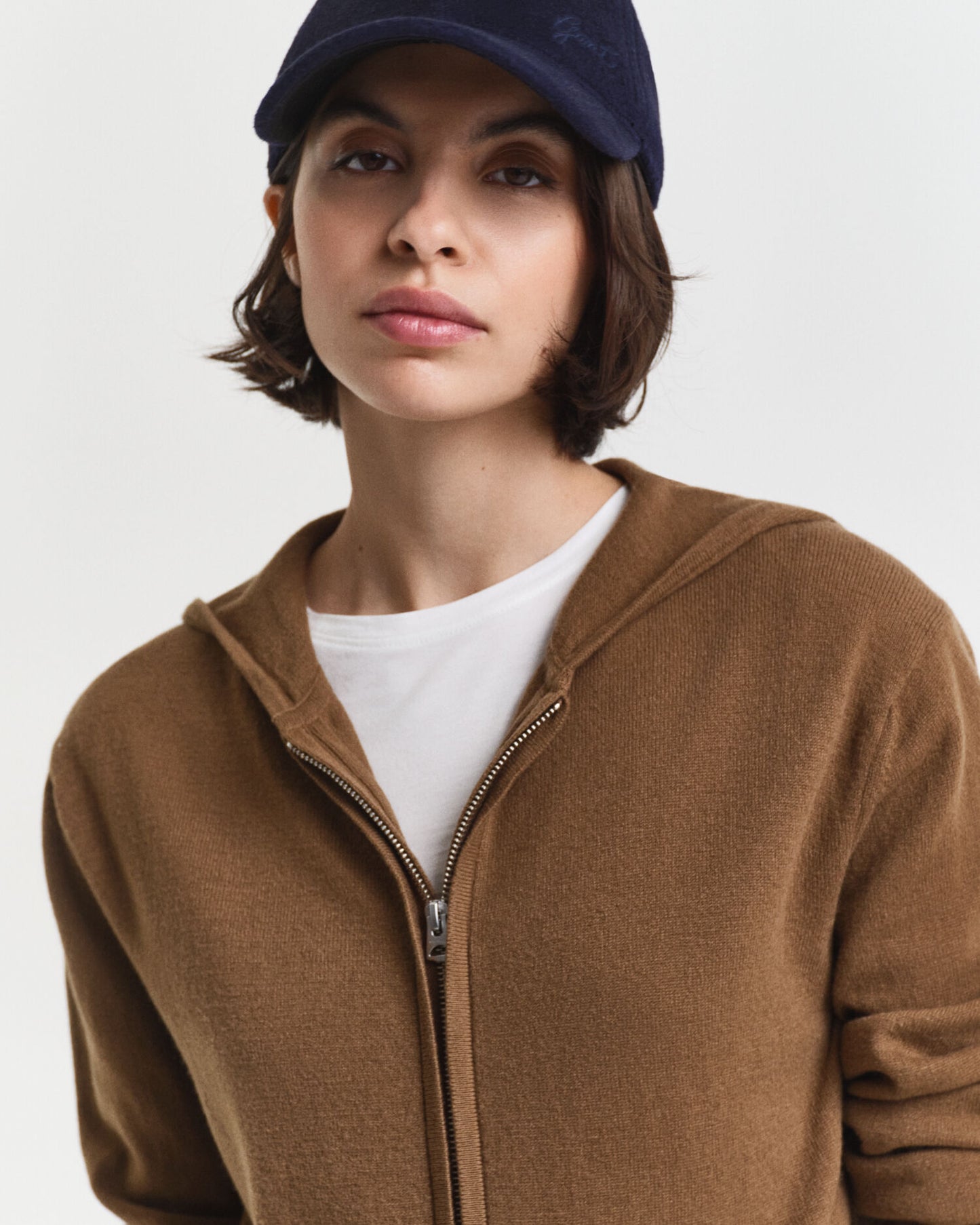 Sweat à capuche zippé en agneau superfin