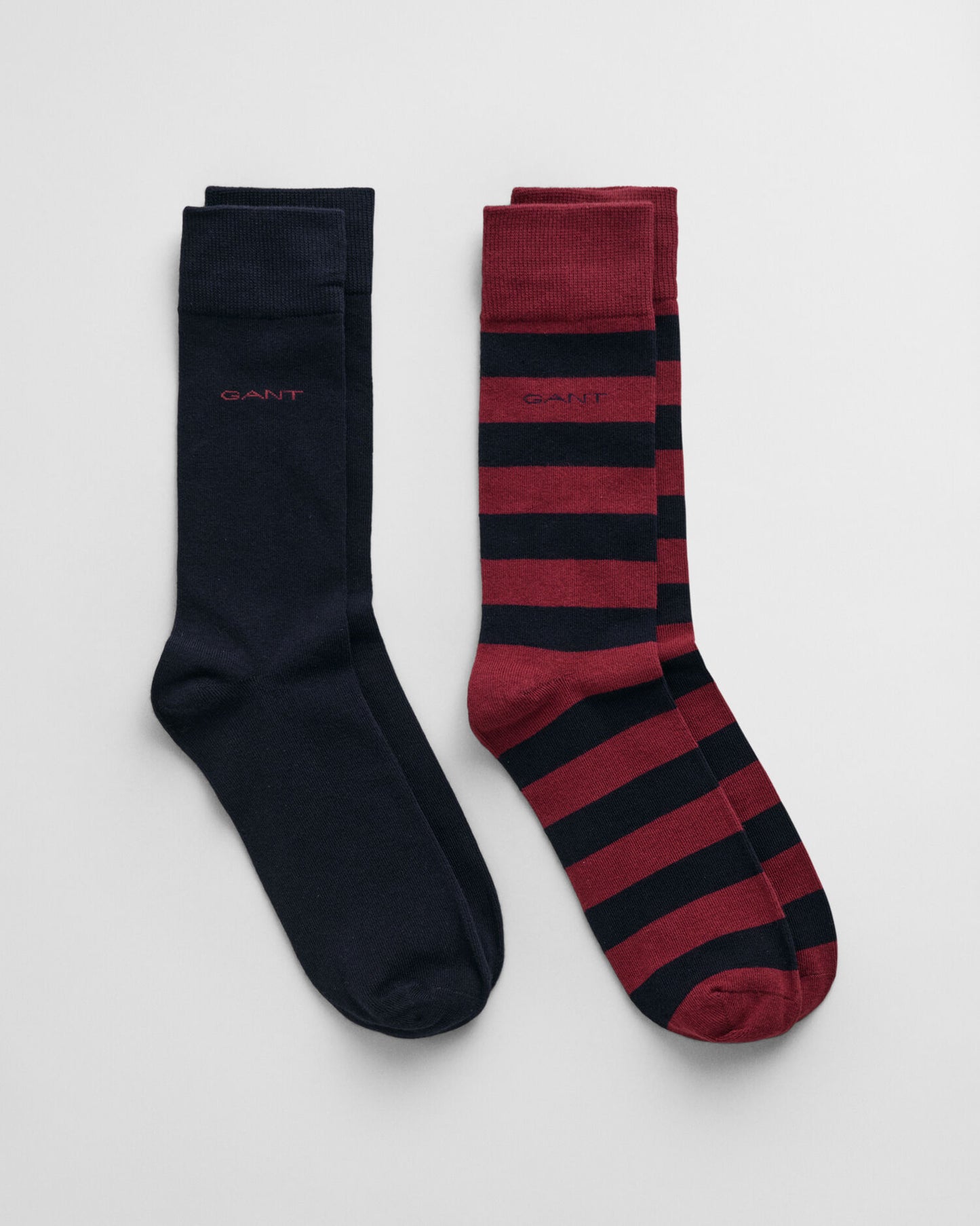 2er-Pack gestreifte und unifarbene Socken