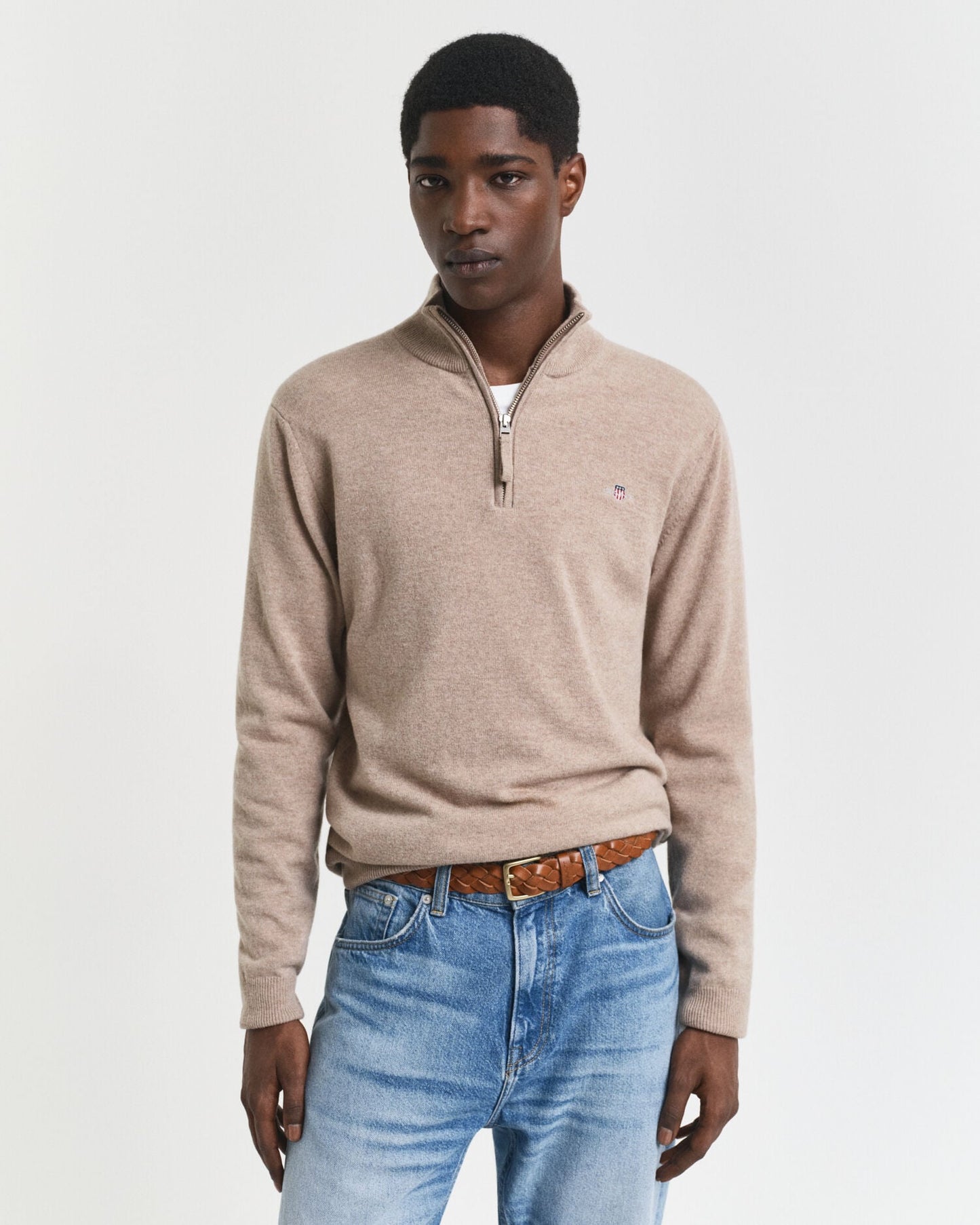 Pull demi-zippé en agneau super fin