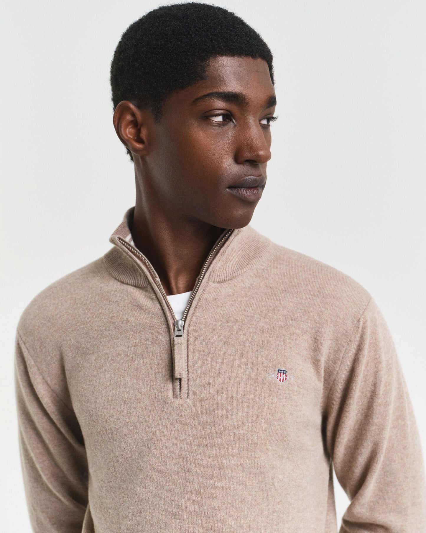 Pull demi-zip en lambswool superfine