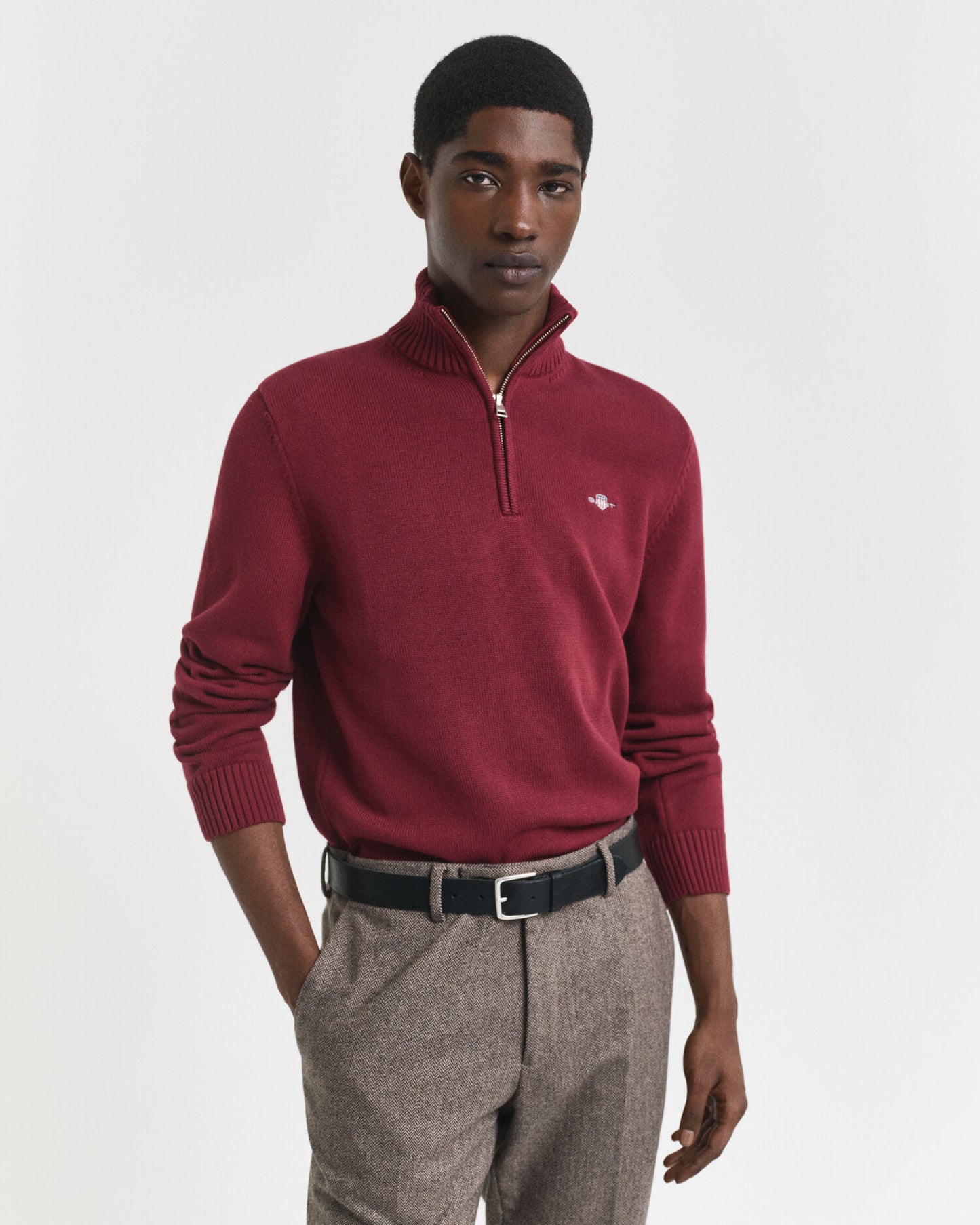 Legerer Baumwoll-Half-Zip-Pullover