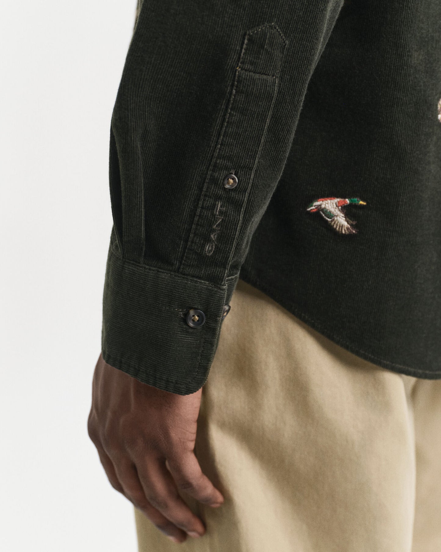 Regular Fit Embroidered Corduroy Shirt