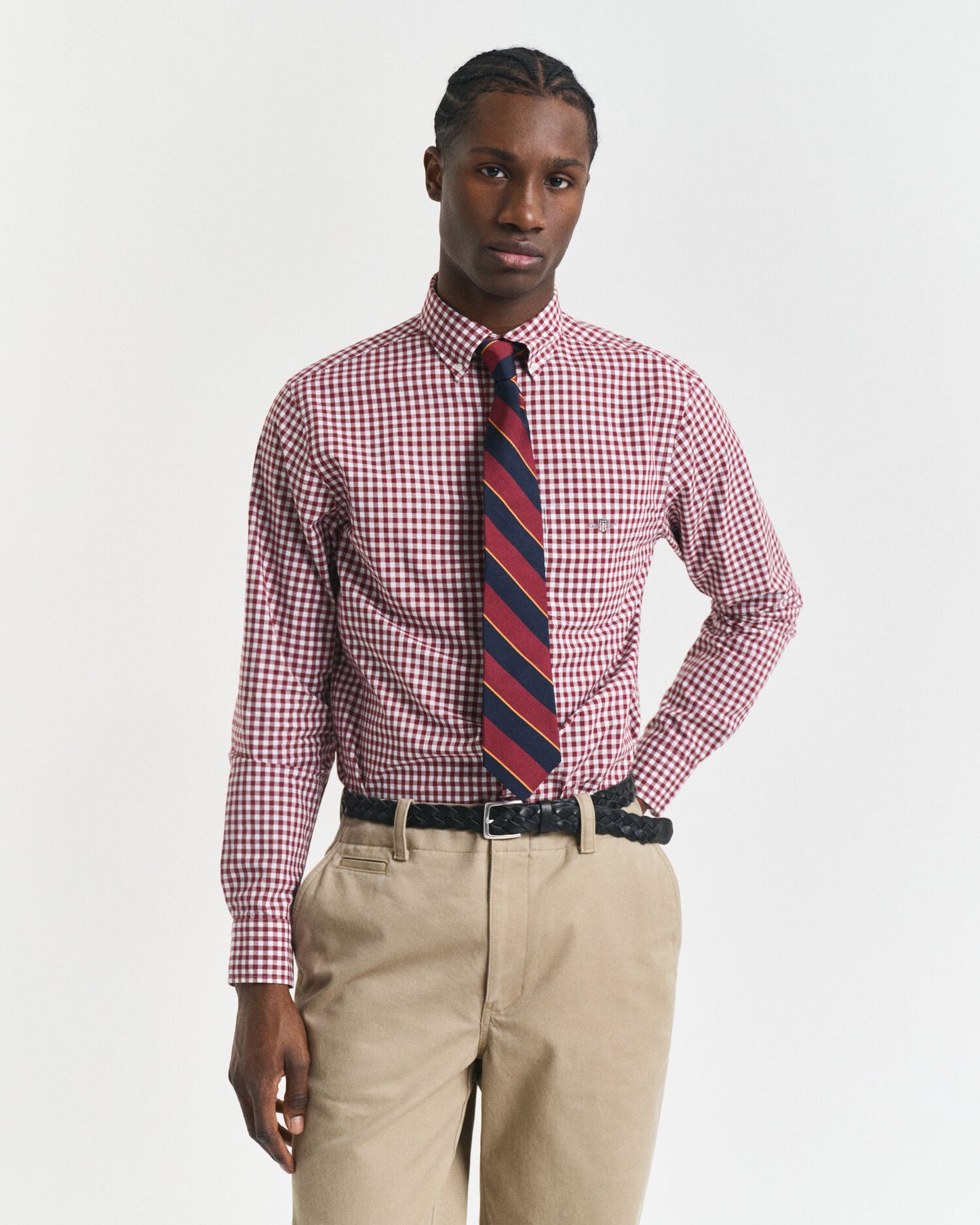 Regular Fit Klassisches Gingham Popeline Hemd