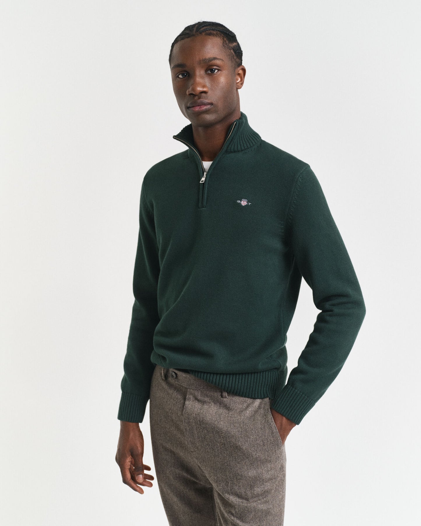 Legerer Baumwoll-Half-Zip-Pullover