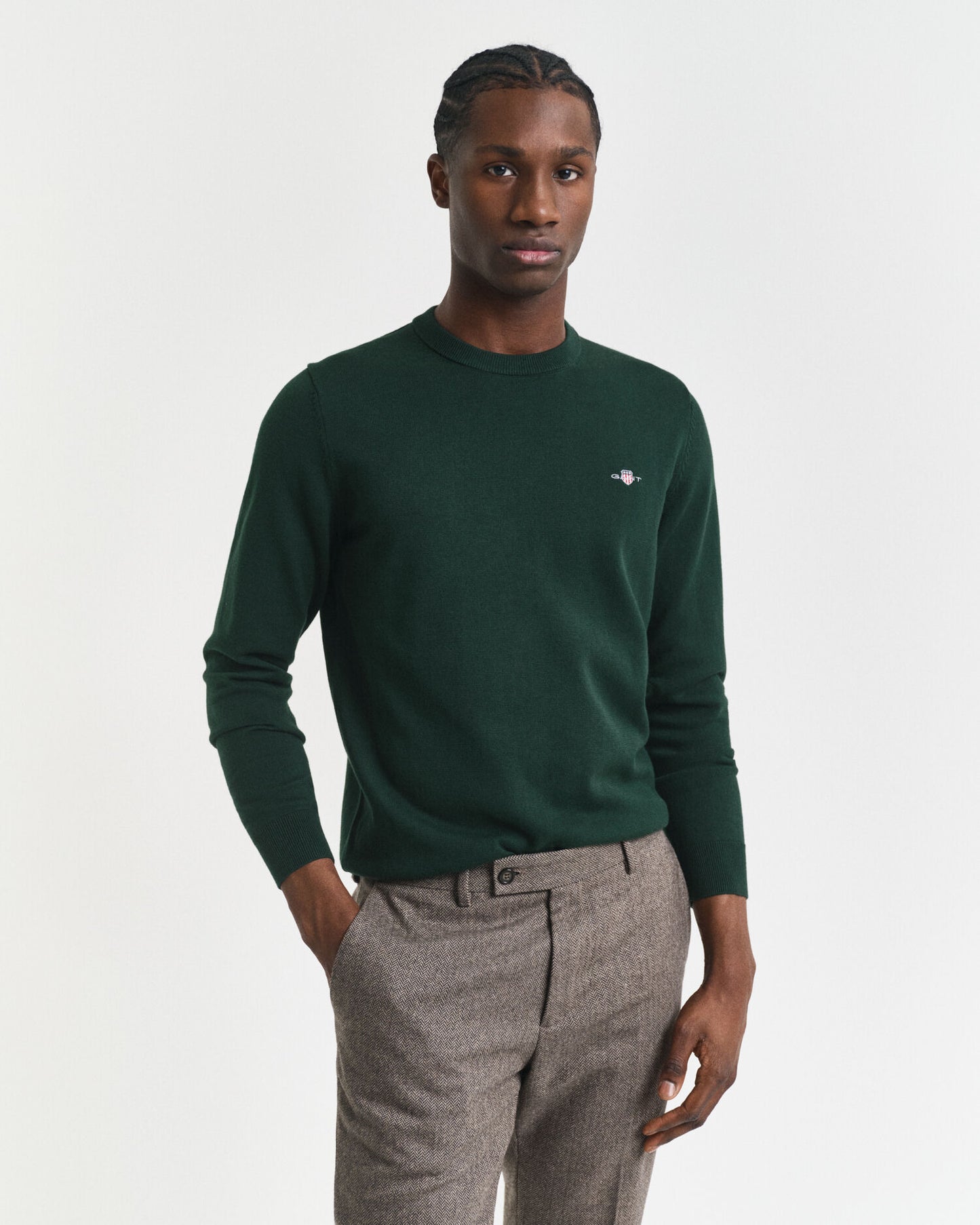 Pull col rond en coton classique
