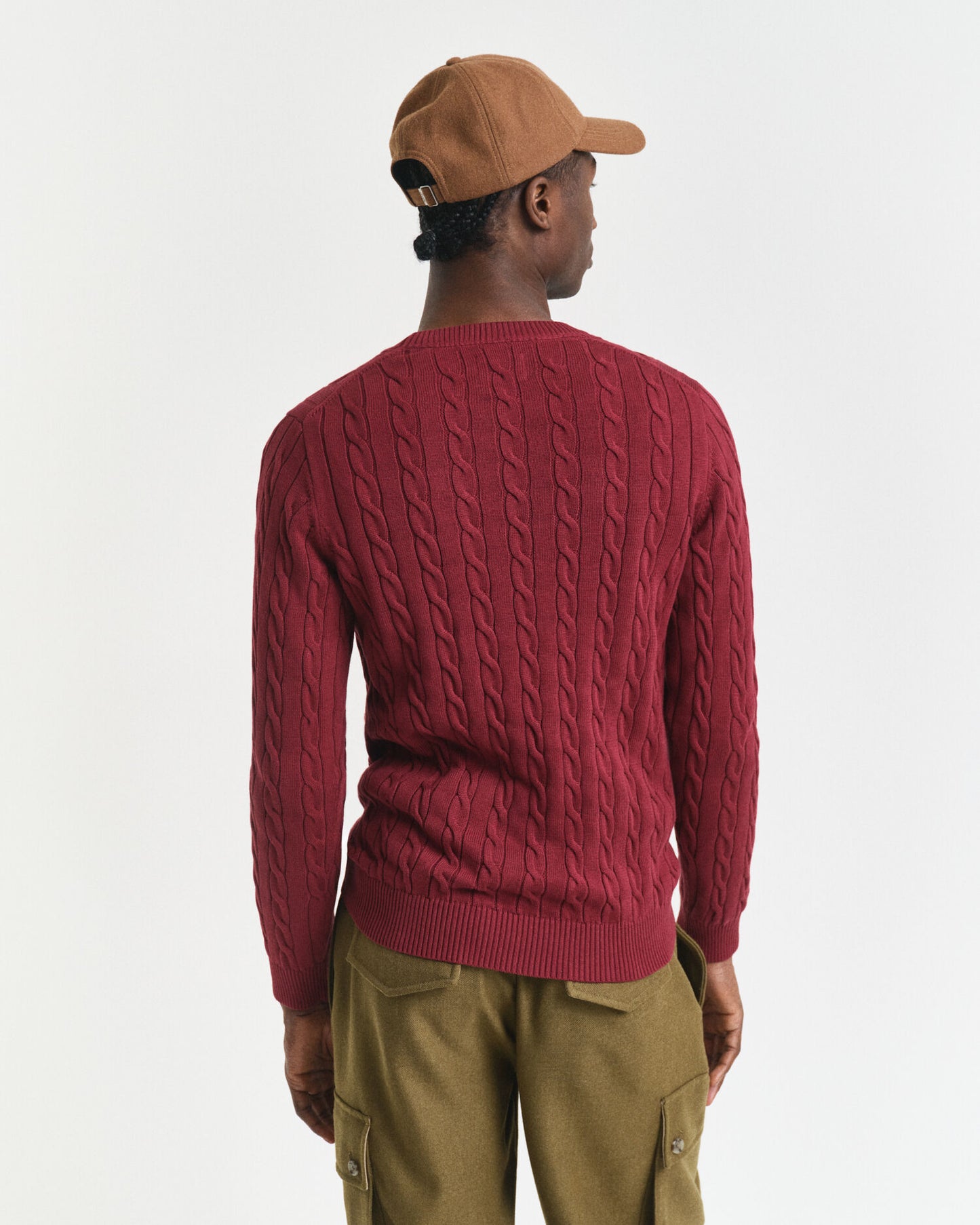 Pull en maille torsadée de coton à col rond