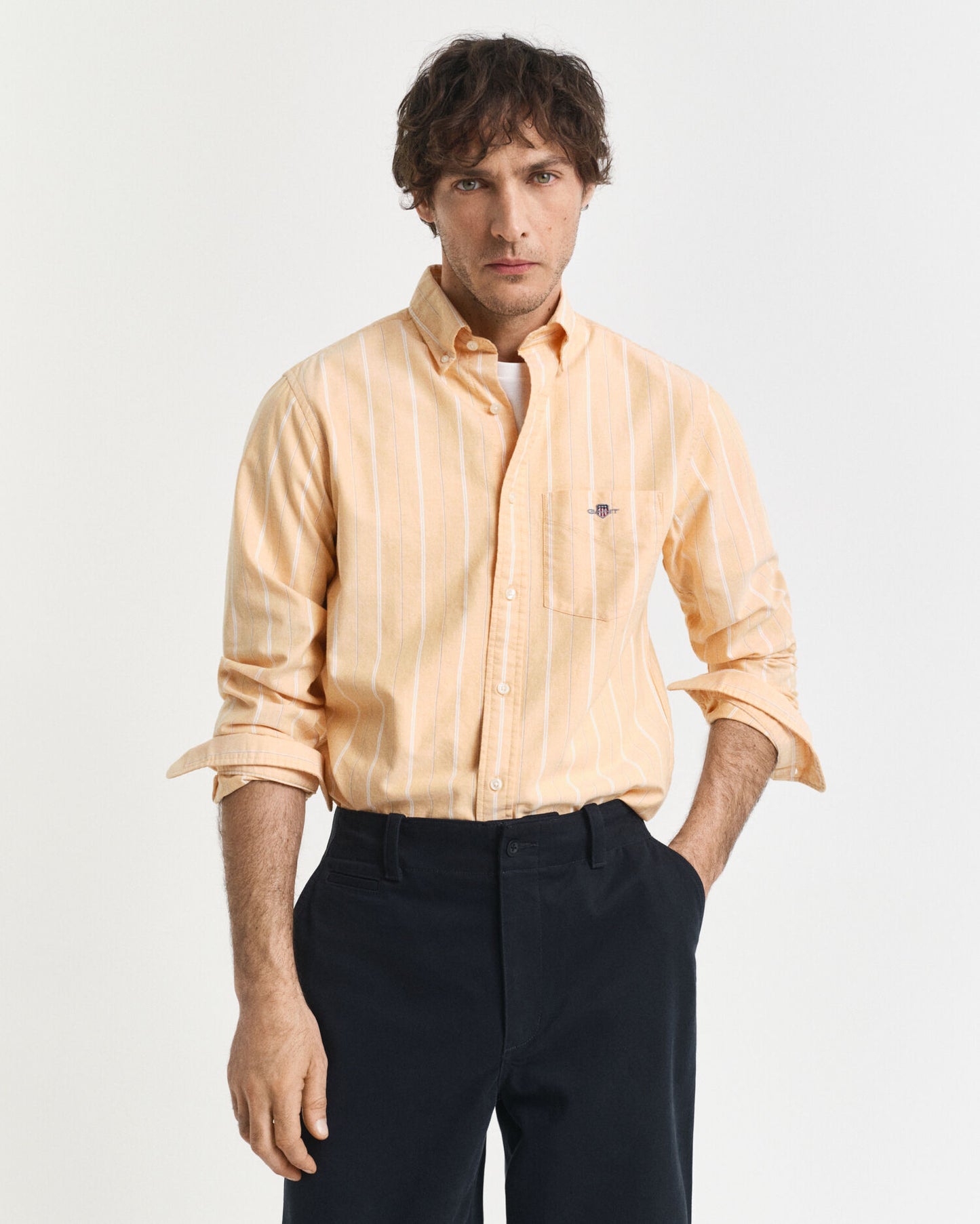 Chemise Oxford classique rayée coupe droite