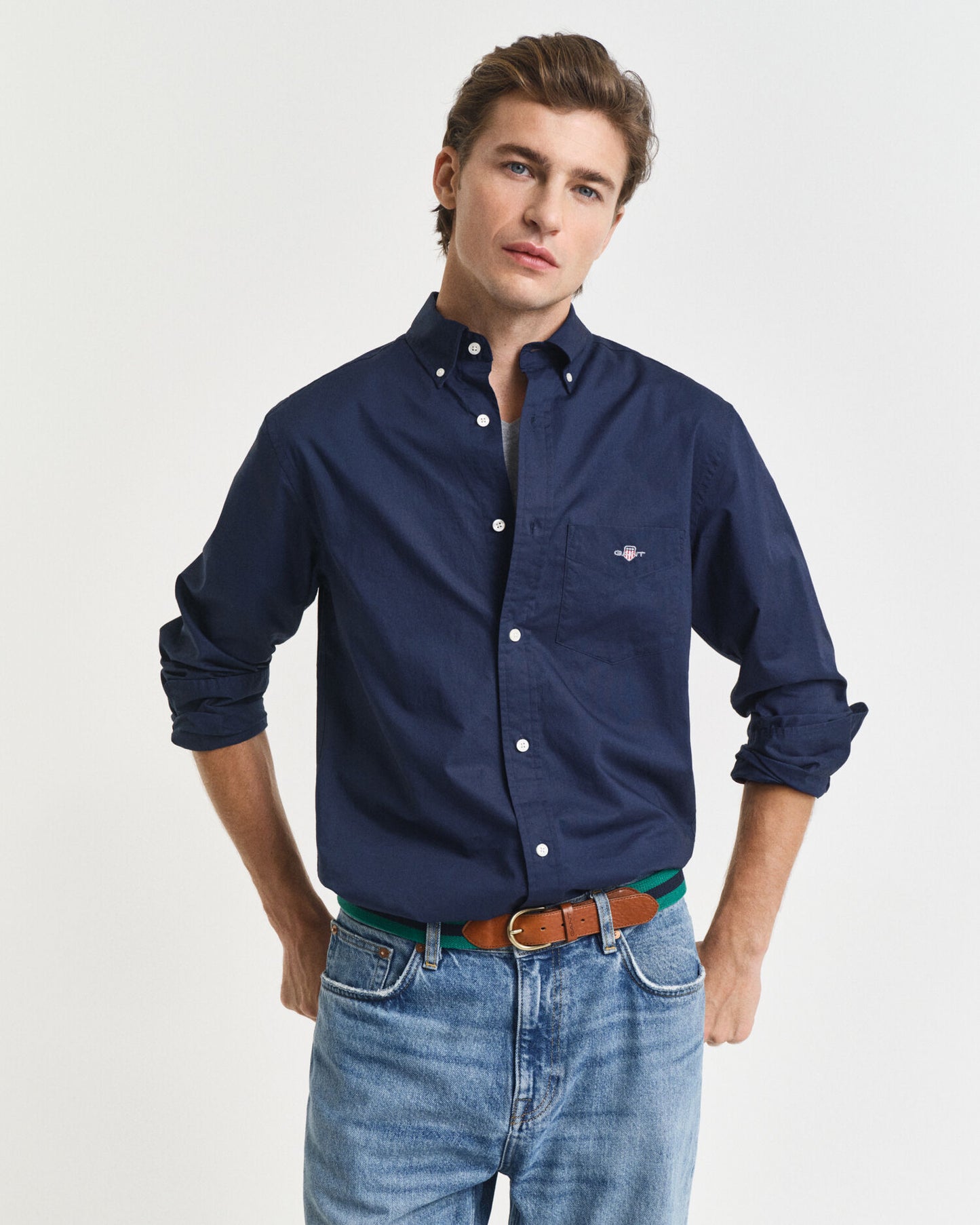 Chemise classique en popeline coupe droite