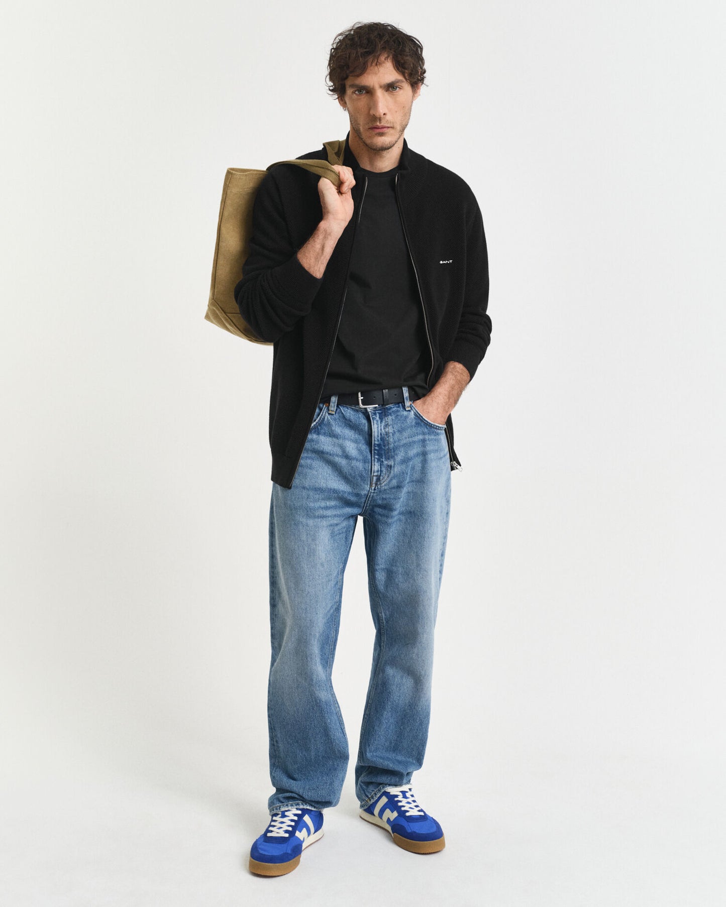 Cotton Pique Zip Cardigan